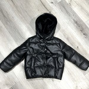 Zara Little Girls Faux leather puffer jacket